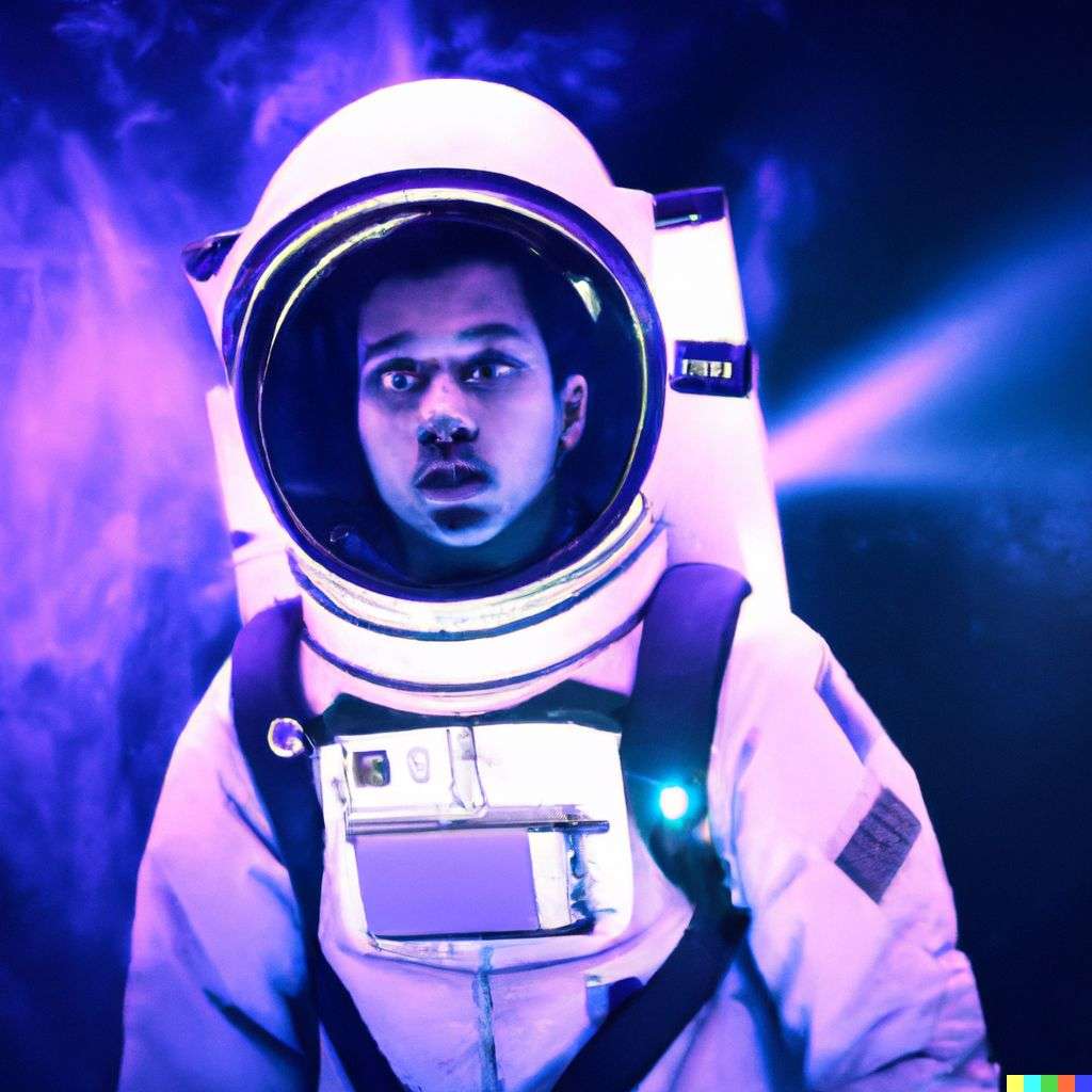an astronaut in a futurescape